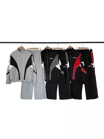 Embroidered Star Patch Two-Piece Set High-Street Unisex Loose Activewear Set