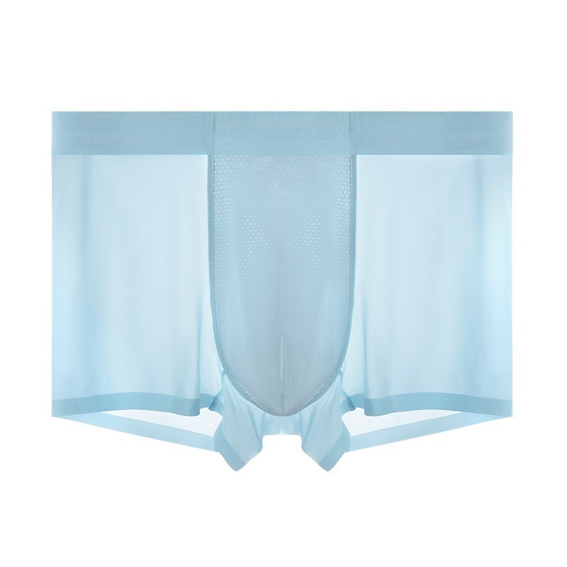 Pantalones de desnudez de seda de hielo para hombres, pantalones de verano delgados 7A, entrepierna antibacteriana ligera y transpirable, secado rápido, quad sin marcas.