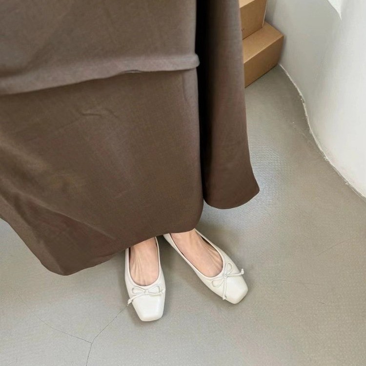 Silver Single Shallow Mouth Bow Spring Autumn High-end French Style Evening Flat Fashion Women's Versatile Shoes_vogvips.com