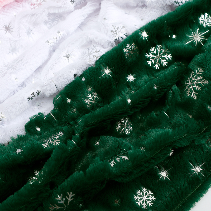 Navidad en línea pequeña fragancia tela de conejo de seda de oro sequinilla tela de nieve de peluche material de embalaje de ramo al por mayor