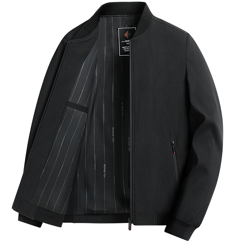 남자 자켓 봄과 가을 하이 엔드 센스 간단한 비즈니스 캐주얼 수직 스트라이프 지퍼 포켓 야구 칼라 재킷 탑