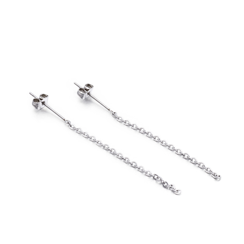 Unisex Gender 1 Pair Simple Style Solid Color Chain 304 Stainless Steel Drop Earrings