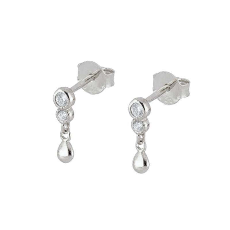 New Minimalist Earrings Drop-shaped Circle Inlaid Zircon Earrings display picture 2