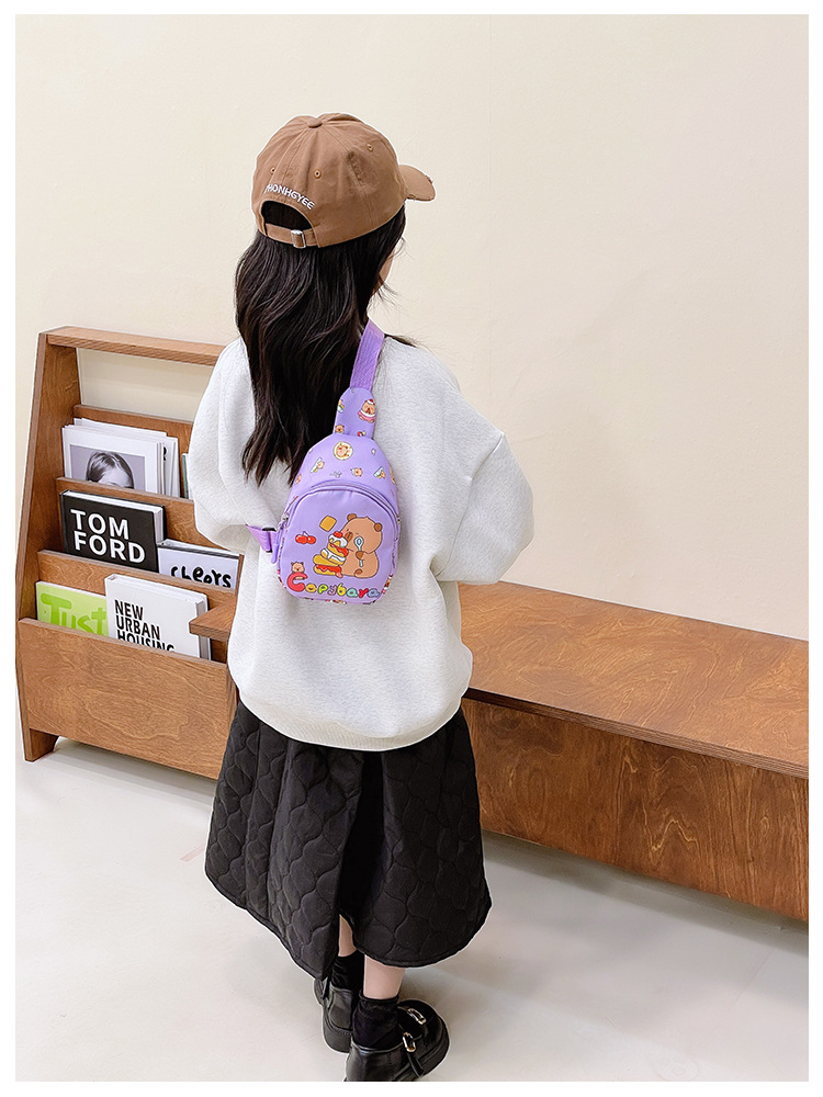 A new printed children's bag featuring cute and stylish Japanese cartoon boys' and girls' chest bags and Capibara baby coin purse undefined