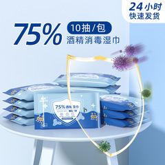 75 Alcohol Disinfectant Wipes Bulk Wholesale Factory 10-Pack Student Toys Hand Sterilizing Cleaning Wipes