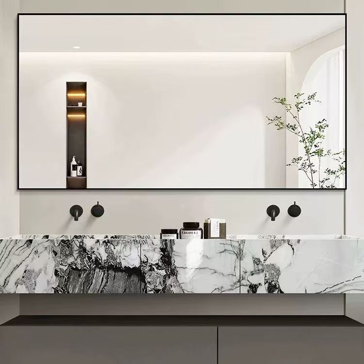 Bathroom Mirror Wall Hanging Adhesive Bathroom Mirror Toilet Toilet Vanity Mirror Wash Basin Mirror Aluminum Alloy