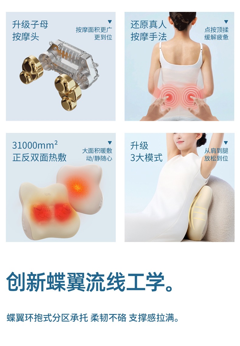 MiaoJie M10Pro Waist Massager - Multifunctional Kneading Device for Back, Shoulders, and Neck - Full Body Massage Device - Car Seat Cushion and Pillow