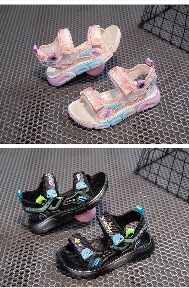 Sandali sportivi grandi con pellicola assorbente a punta aperta da ragazzo, nuove scarpe da spiaggia traspiranti con suola morbida, comode per ragazze della scuola primaria_voghion.com