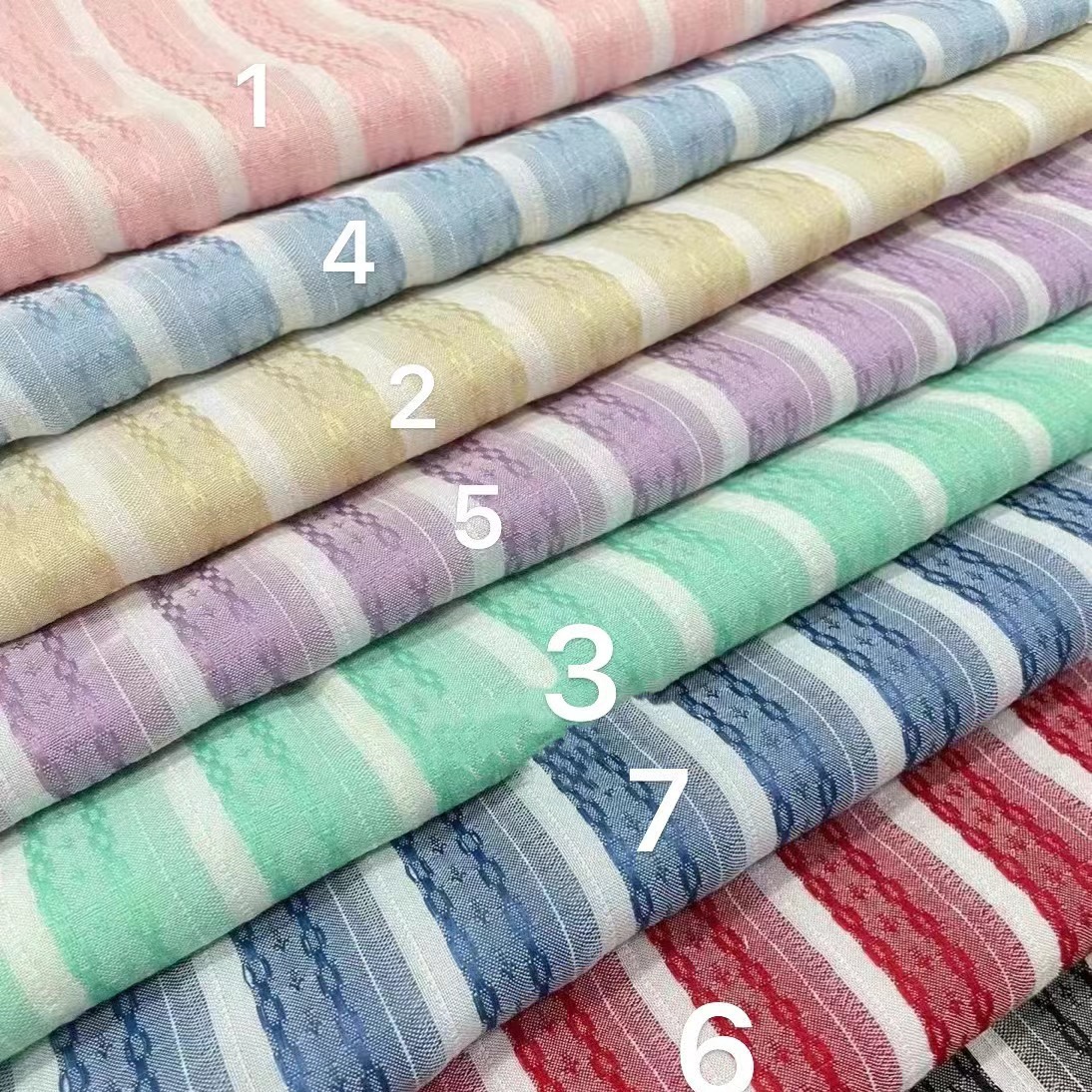 涤棉提花色织条子衬衫连衣裙头饰抱枕装饰品吊带裙箱包童装面料