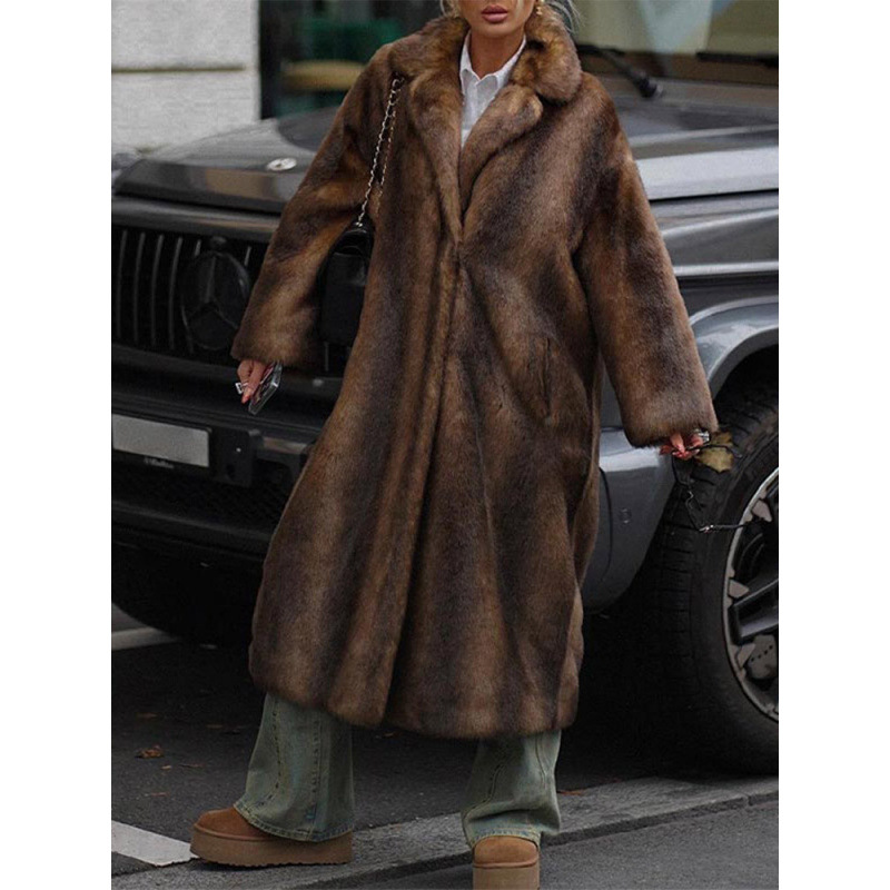 리얼 샷 패션 친환경 모피 모조 모피 코트 여성 패션 스트리트 우아한 봉제 코트 유럽과 미국 국경