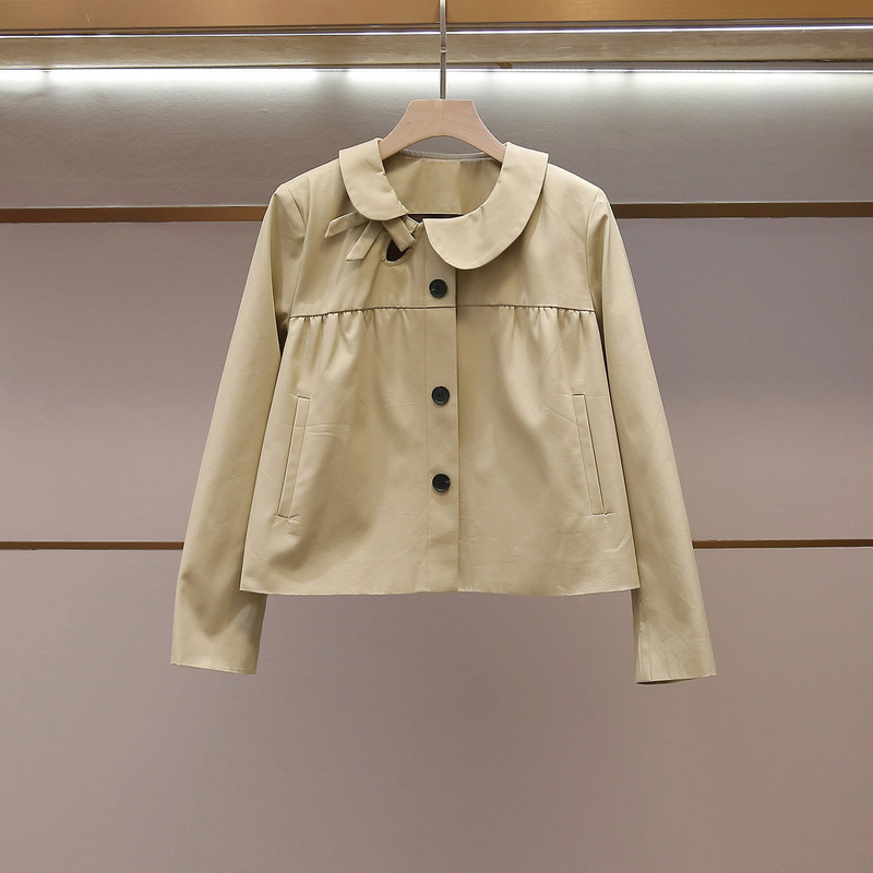 Shenzhen Nanyou High-End Women's Clothing Spring New Sweet College Style Doll Collar Bow Long-Sleeve Short Jacket Top Shenzhen Nanyou High-End Women's Clothing Spring New Sweet College Style Doll Collar Bow Long-Sleeve Short Jacket Top