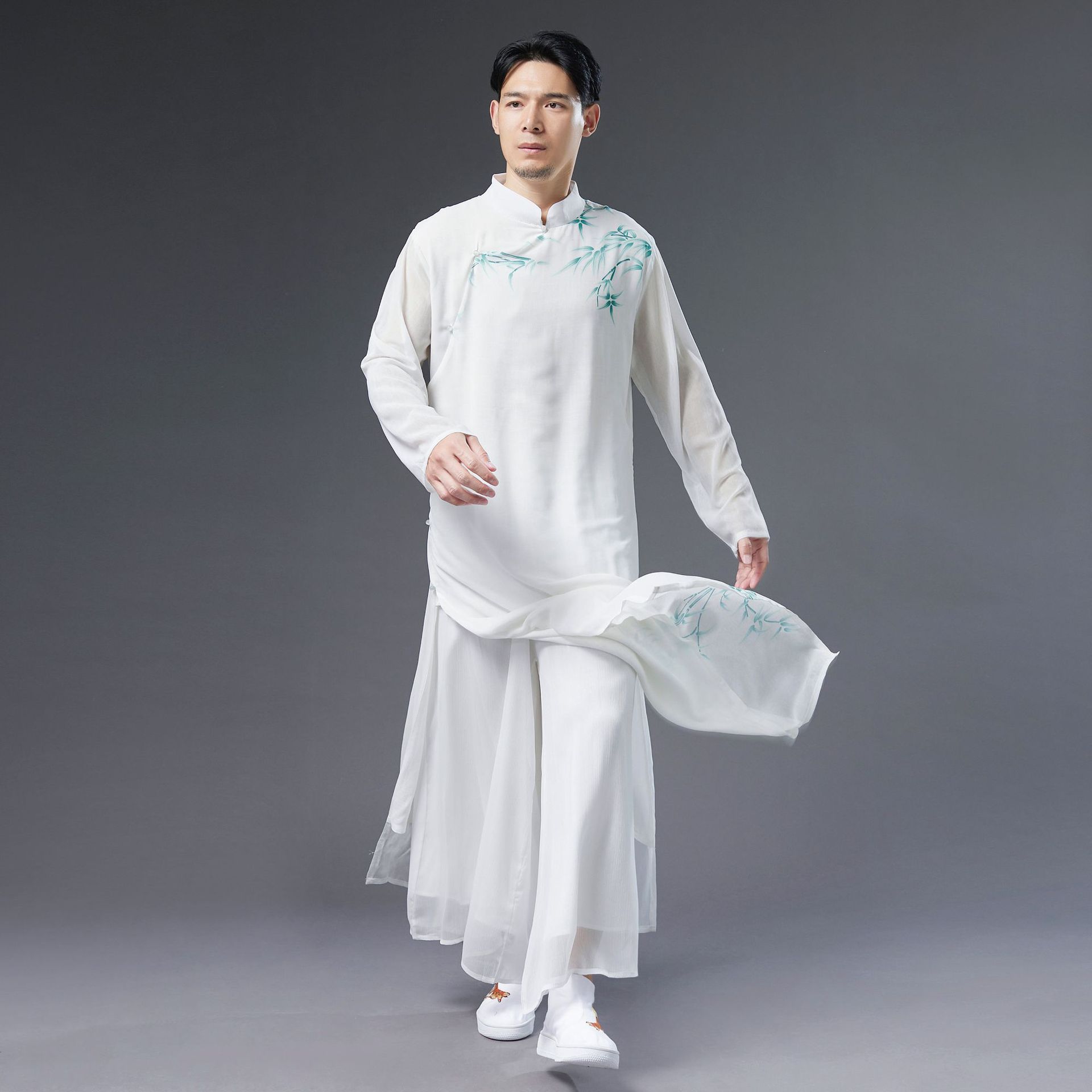 Retro white shiffon ethnic Hanfu