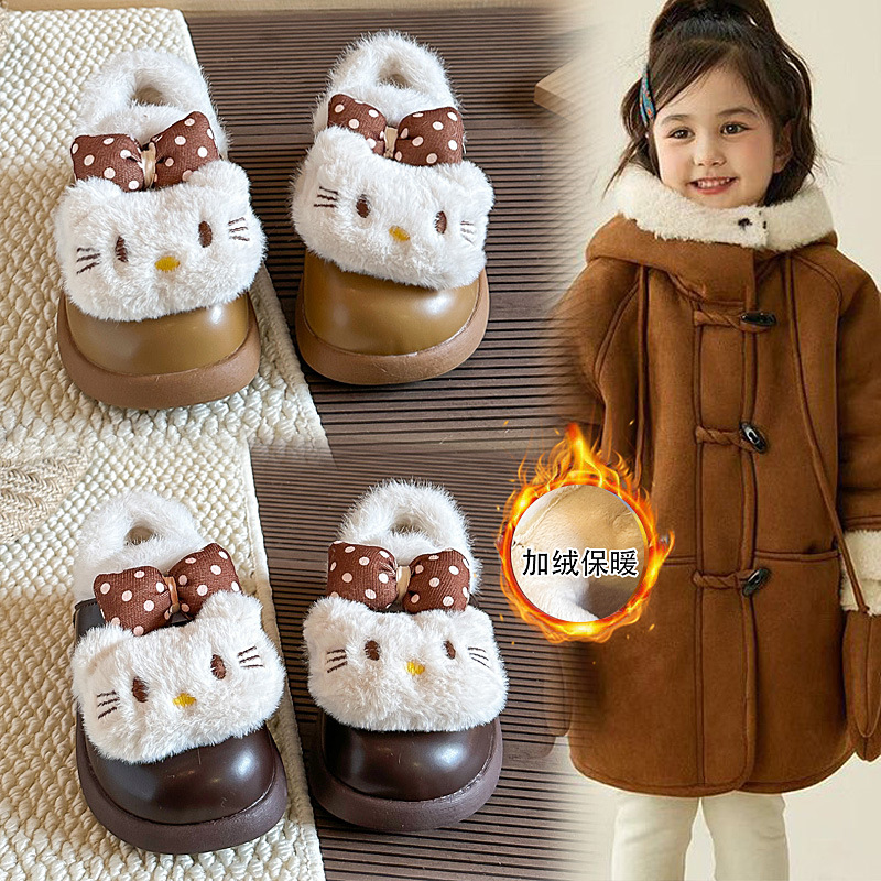 Cute Cartoon Furry Shoes, Velvet Thickeneded Cotton Shoes for Boys and Girls, Warm, Non-Slip, Comfortable Baby Shoes, Soft Soles