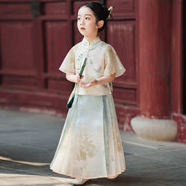 小女孩中国风时尚洋气唐装汉服夏季古风新品马面裙唐装一件代发