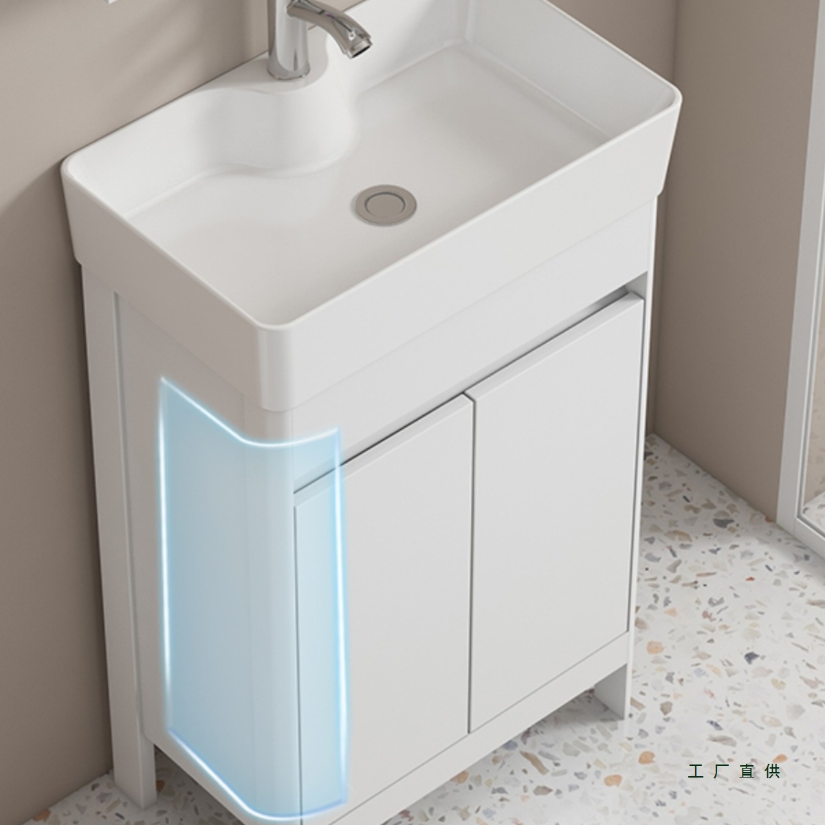 Small Apartment Floor-Standing Washbasin Cabinet Combination Bathroom Washbasin Washbasin Balcony Space Aluminum Bathroom Cabinet