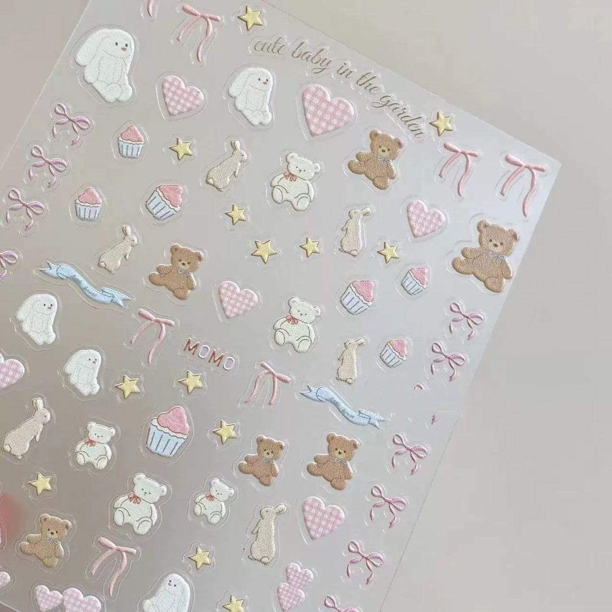 Good Night Jenny Plush Rabbit Bear Cute Cartoon Nail Art Stickers Embossed 3D DIY Nail Phone Case Camera Stickers
