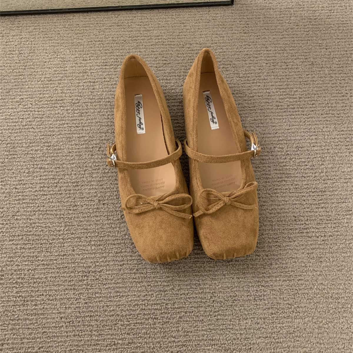 Zapatos de cabeza cuadrada de tería francesa primavera y otoño de 2025 nuevos zapatos de viaje con arco plana de Mary Jane