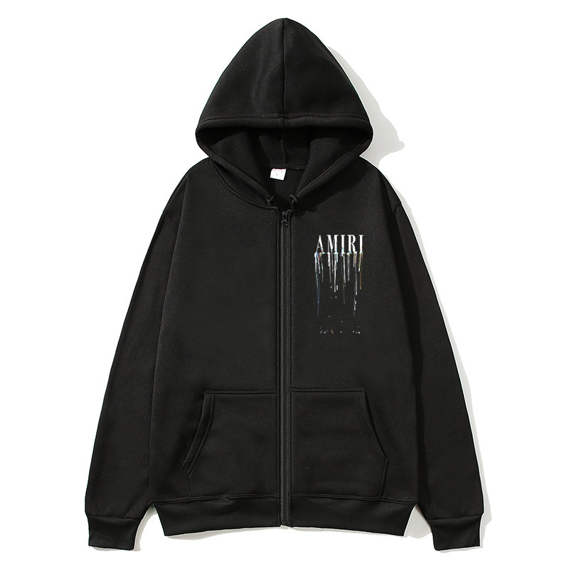 Trendy Amiri Printed Logo Men's Casual Zip-Up Sweatshirt Jacket Autumn and Winter Fleece Sweatshirt Trendy Amiri Printed Logo Men's Casual Zip-Up Sweatshirt Jacket Autumn and Winter Fleece Sweatshirt