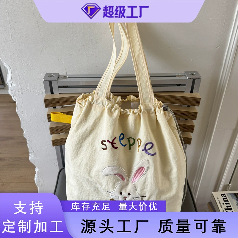 Летняя яркая цветная милая модная литературная сумка-тоут на одно плечо с вышивкой, сумка на плечо с большой вместительной завязкой в ​​ленивом стиле