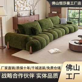 法式奶油风布艺沙发客厅小户型组合弧形靠背多功能调节雪尼尔沙发
