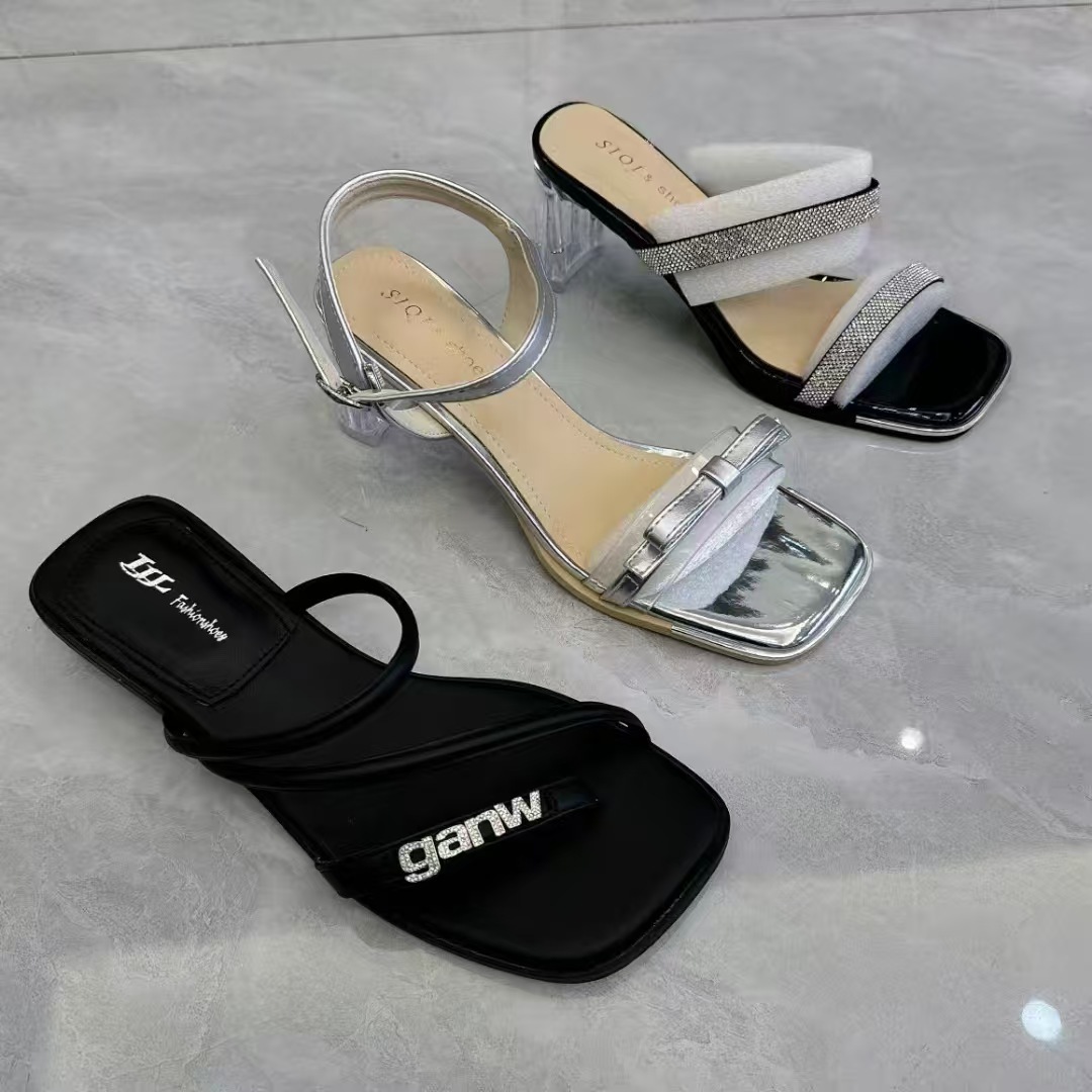 Transfronterizos zapatos de tacones altos para mujeres sandalias de tamaño grande 2024 zapatos de verano nuevos accesorios casuales planos misceláneos