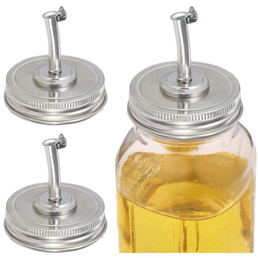 Amazon Mason cubierta larga boca de acero inoxidable boquilla de aceite de oliva salsa de aceite vinagre condimento tarro dispensador de vino vertedor