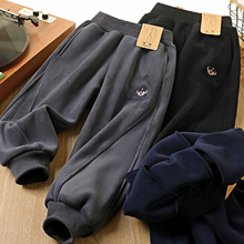 中大童运动裤儿童冬款新款休闲裤双面小熊刺绣 s万粒绒加绒运动裤