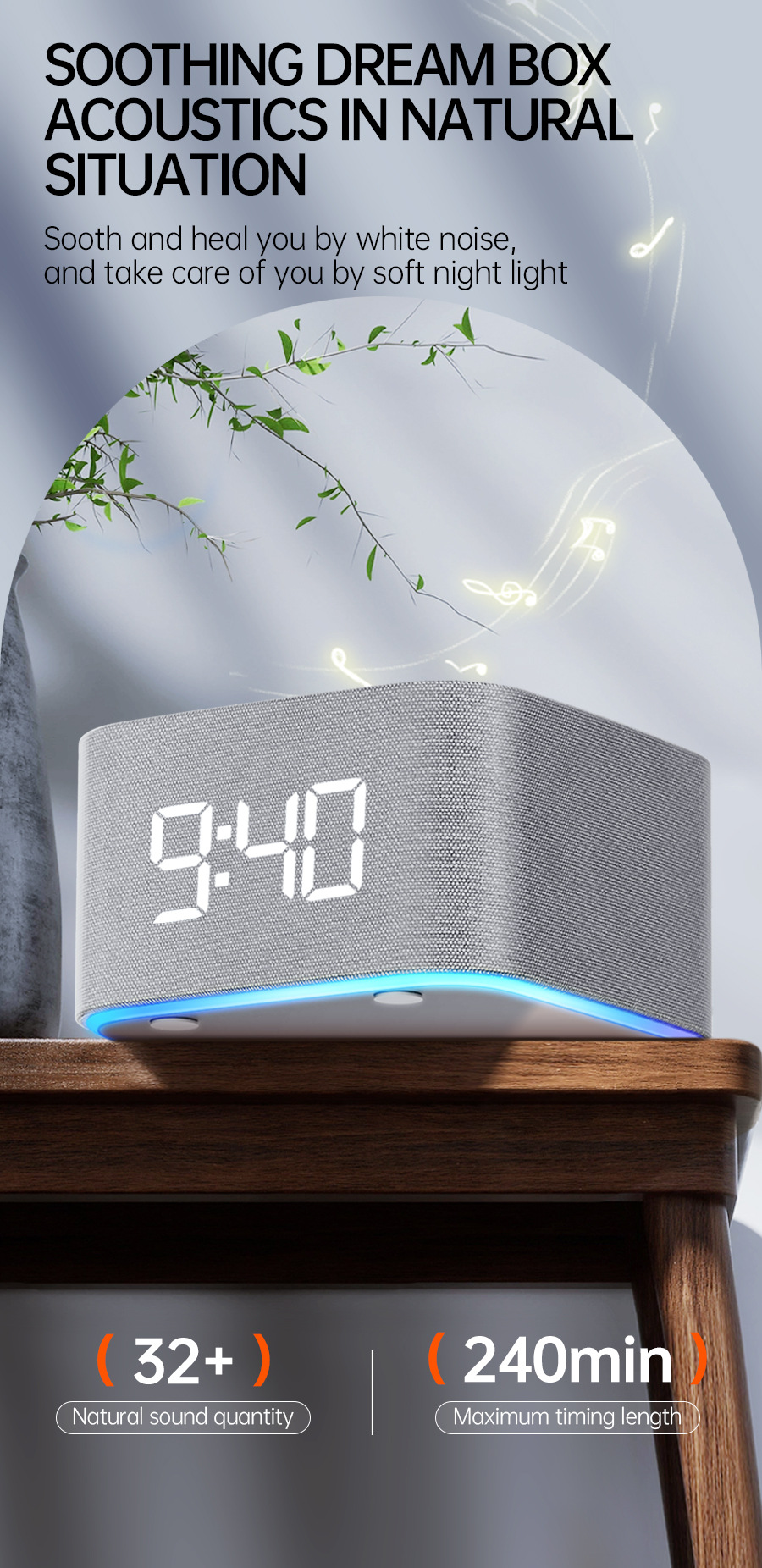 White Whisper Noise Sleep Sound Machine Bluetooth Speaker White Noise Aids Sleep_voghion.com