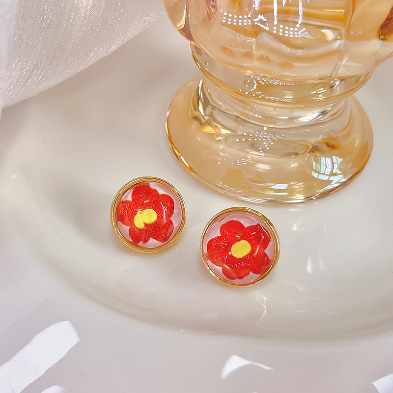 Elegant Flower Arylic Tassel Rhinestones Earrings 1 Pair display picture 1