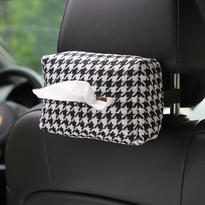 Car Tissue Box Jacquard Multifunctional Car Seat Back Hanging Tissue Box Internet Celebrity Goddess Car Tissue Box