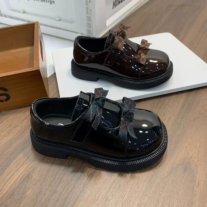 女童时尚蝴蝶结小皮鞋2026春季新款儿童百搭单鞋小女孩洋气乐福鞋