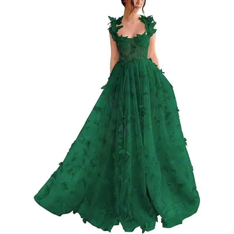 Europa y Estados Unidos vestido de fiesta mujer 2026 nuevo verde largo amazon elegante vestido de playa de encaje image 17
