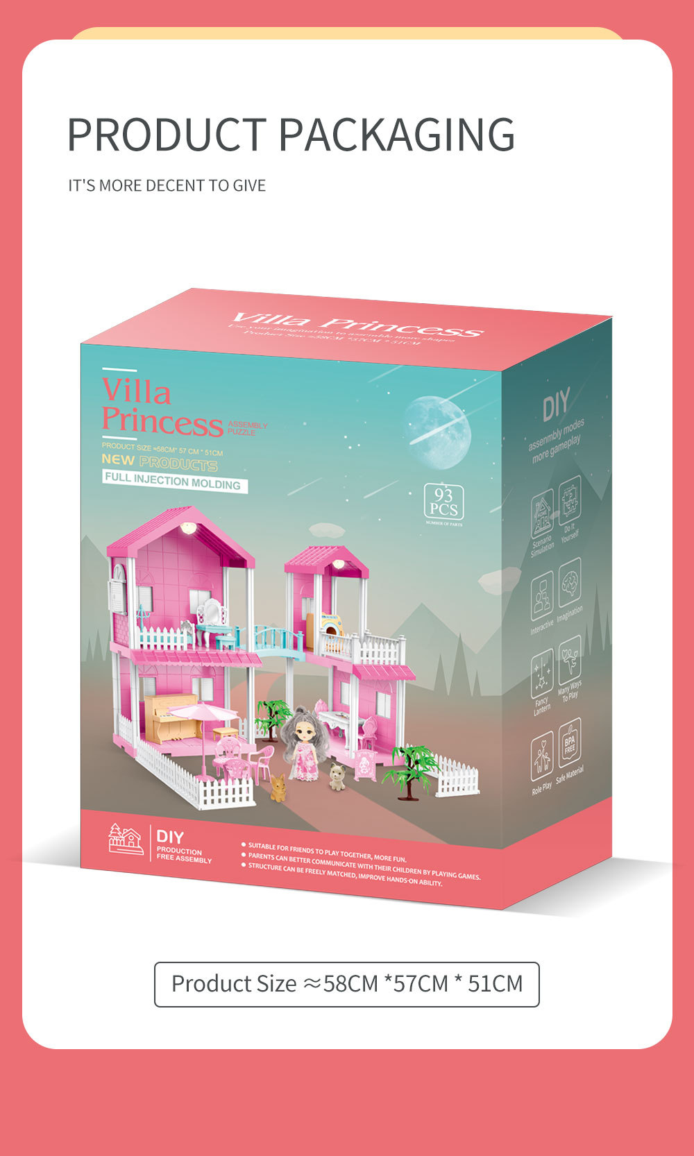 Los niños transfronterizos juegan casa princesa casa de juguete villa traje chica castillo DIY bloques de construcción simulación casa de muñecas