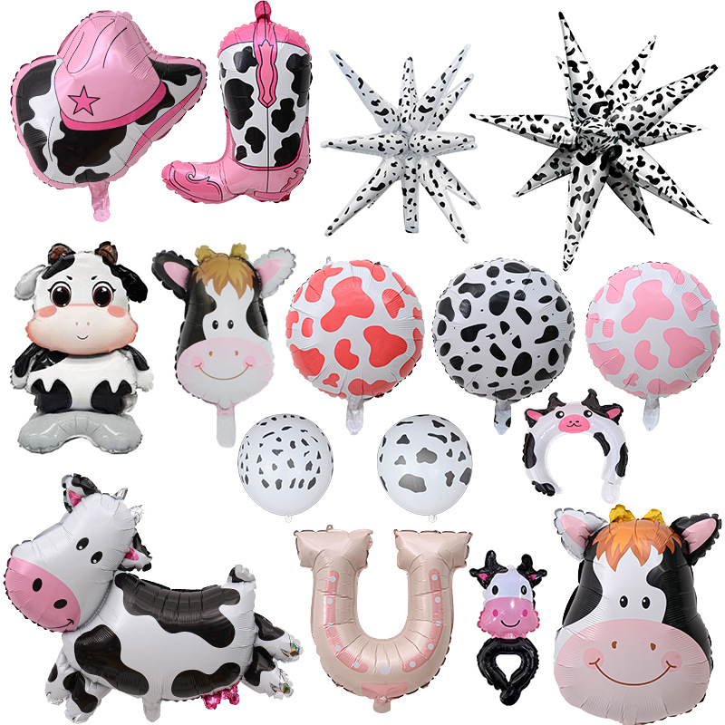 Nuevo Amazon nuevo alienígena vaca dibujos animados día de los niños tema de cumpleaños decoración de la fiesta de globo de aluminio