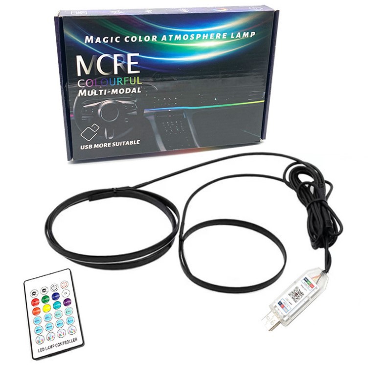 Car central control instrument panel atmosphere light LED magic acrylic USB central control light flowing colorful RGB light