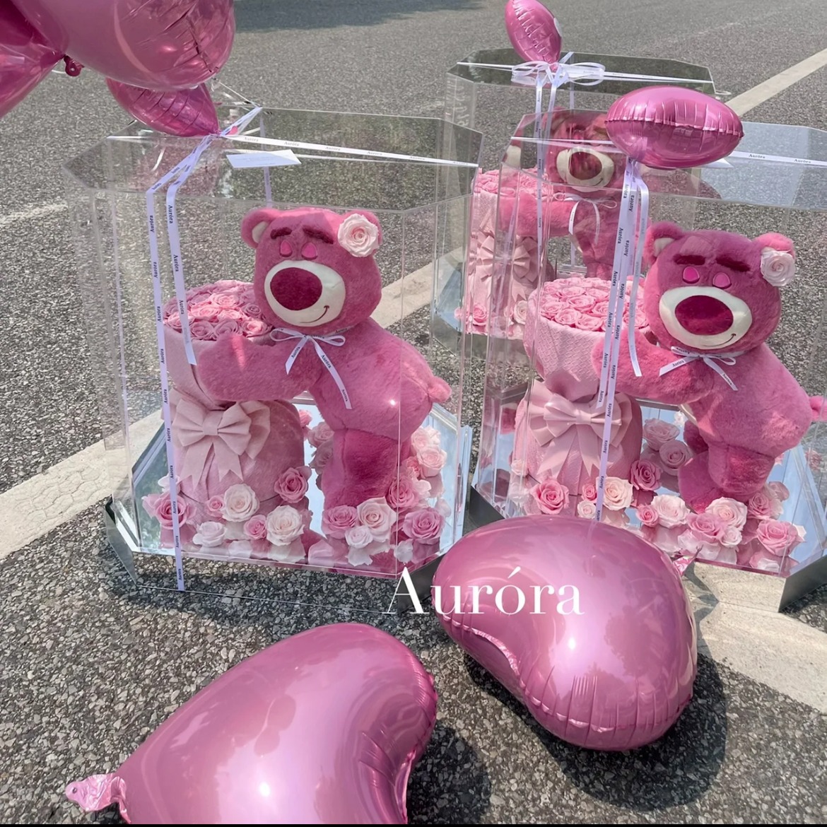 Regalo del día de la madre Strawberry Bear Rose Ramo de flores eternas Cumpleaños para novia, niña, amiga 520 regalos