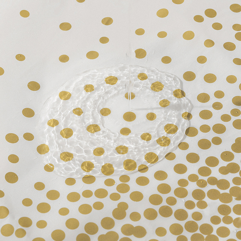 PEVA White Golden Dot mantel rectangular impermeable y a prueba de aceite adecuado para fiesta de picnic fiesta