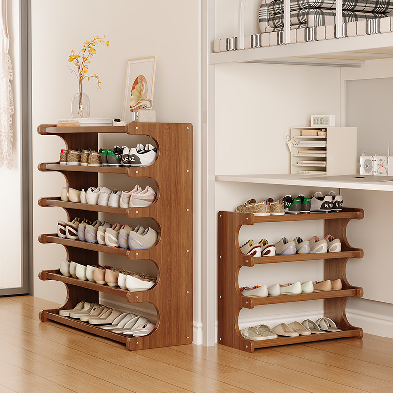 Zapatero simple, puerta de madera para el hogar, dormitorio de varios pisos, estante de almacenamiento en el hogar, casa de alquiler, gabinete de zapatos de bambú
