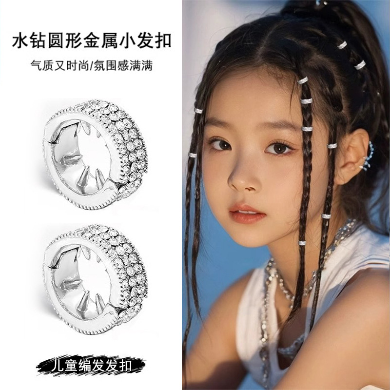 Fijación de cabello de metal redondo frisa clips de cabello de la frente de la mujer, el mismo tipo de clips de cabello de diamante pequeño tocado