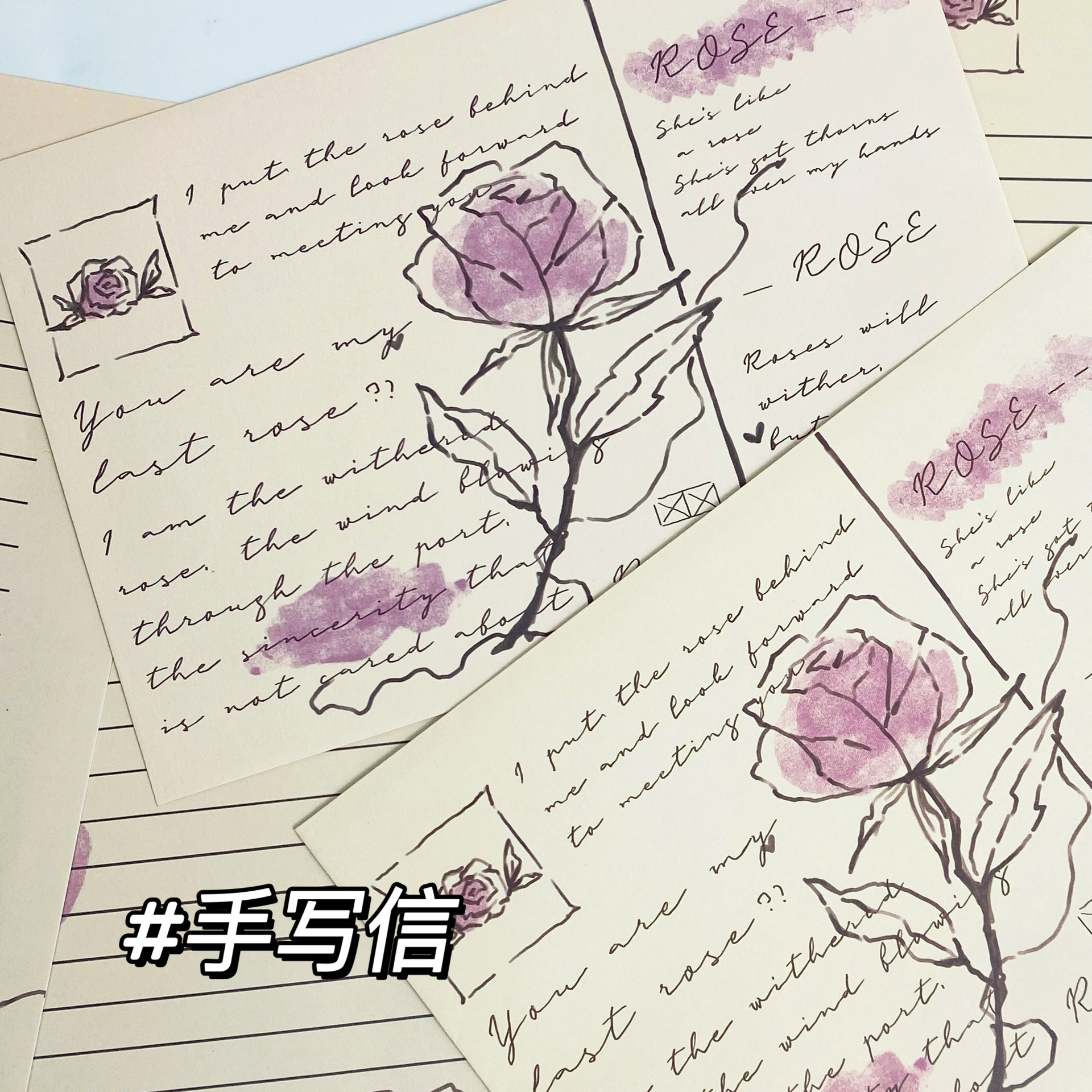 Nuevas series de rosas combo sobres de papel ins estudiantes escritos a mano creativos felicitaciones festivas románticas tarjetas de conmemoración