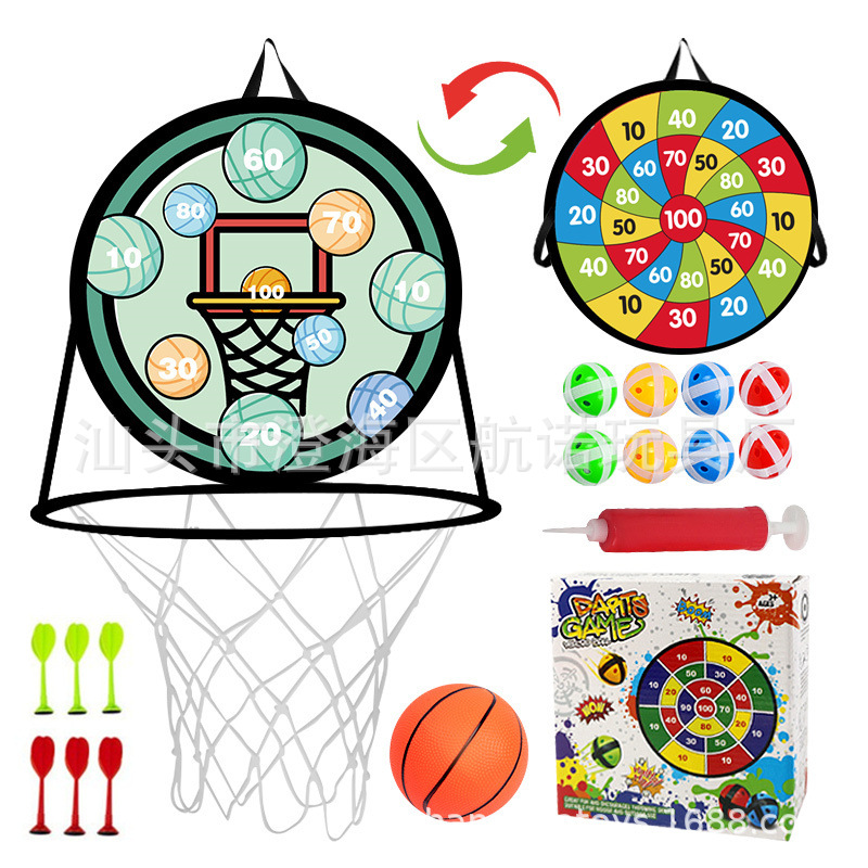 Soporte de baloncesto plegable dos en uno para niños transfronterizos sin perforar tablero de baloncesto deportes de interior juguete de marco de tiro con bola pegajosa