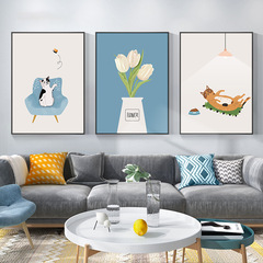 リビング装飾画 ソファ背景壁 工場直送 壁掛け絵画 ダイニング壁画 北欧風 三連画 壁画 ミニマリスト モダン
