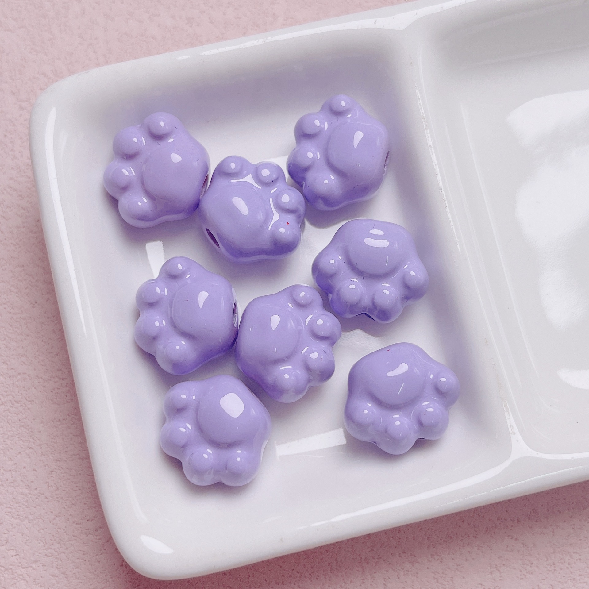 Acrílico lindo pintura garra de gato a través del agujero cuentas sueltas bricolaje hecho a mano cadena de teléfono móvil material de llavero accesorios de joyería