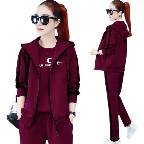 Spring Fashionable Casual Tracksuit Set: 3-Piece Sweater & Cardigan Combo for Women of Middle Age and Older