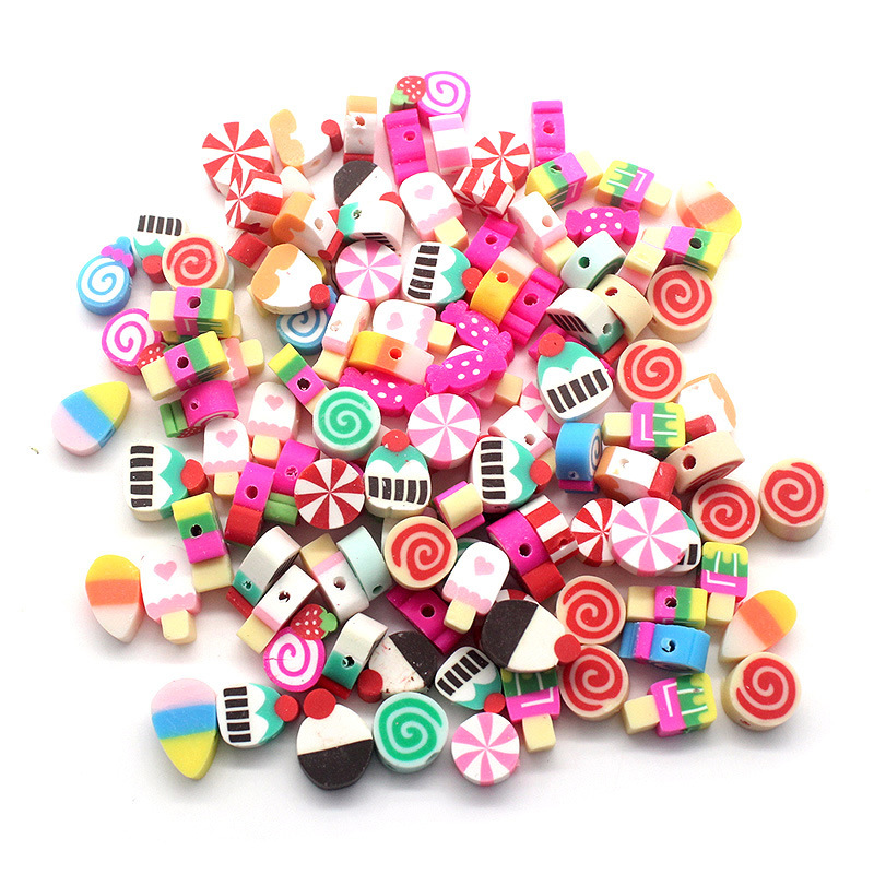 Cuentas de cerámica suave DIY, caras sonrientes, sueltas para pulseras y collares