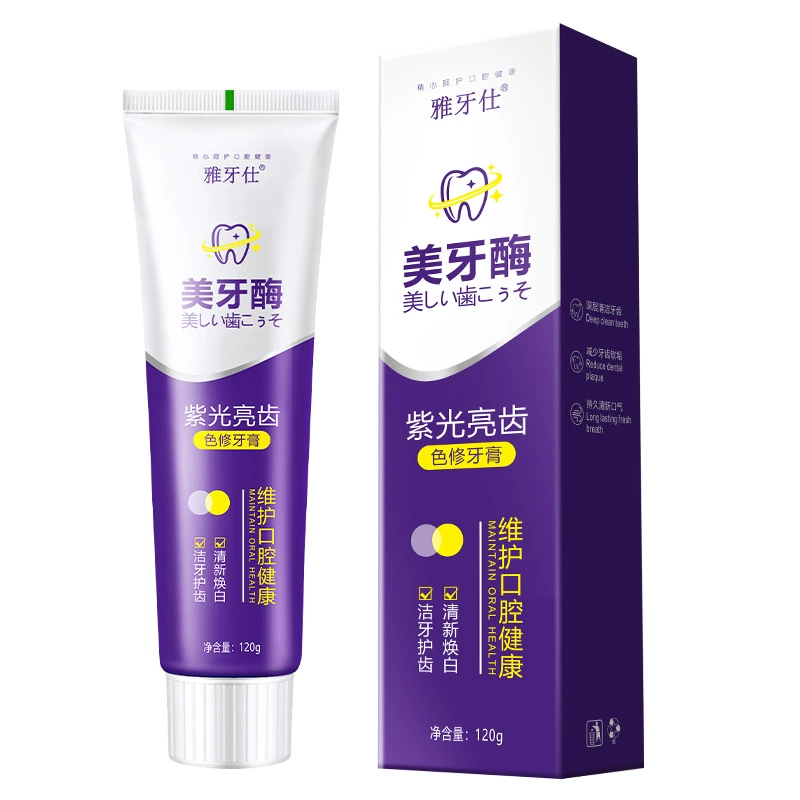 Натуральная зубная паста с ферментами для отбеливания зубов очищает полость рта, освежает дыхание, имеет освежающий вкус, защита зубов от фиолетового света, 120 г