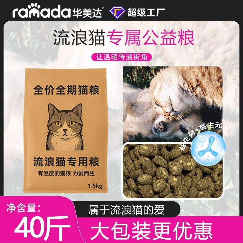 Fujian Manufacturer Stray Cat Charity Cat Food Bulk Full-Stage Large Bag 10kg Probiotics Wholesale Cat Food