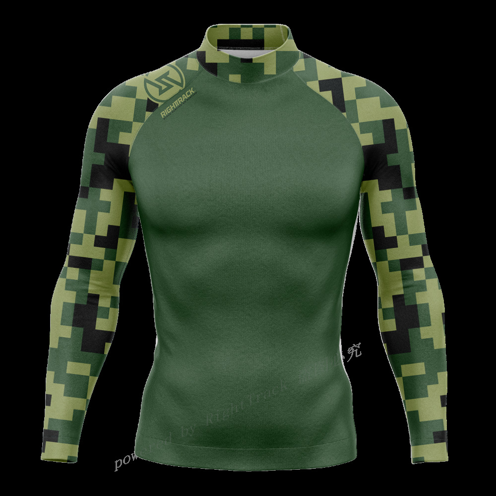 Summer men's long-sleeved surfing suit outdoor sports swimming top quick-drying swimming pool fitness suit with logo pattern