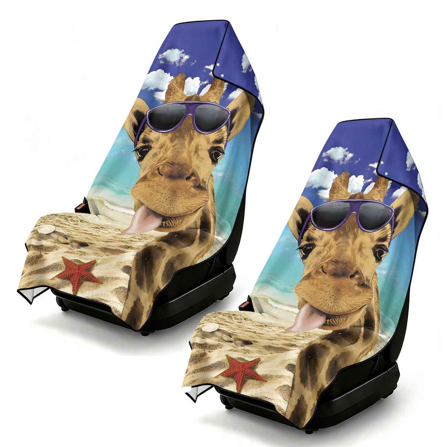 2-piece dual-use car seat cover, ultra-fine fiber, can be used as a beach towel, printed car protective seat cover 13