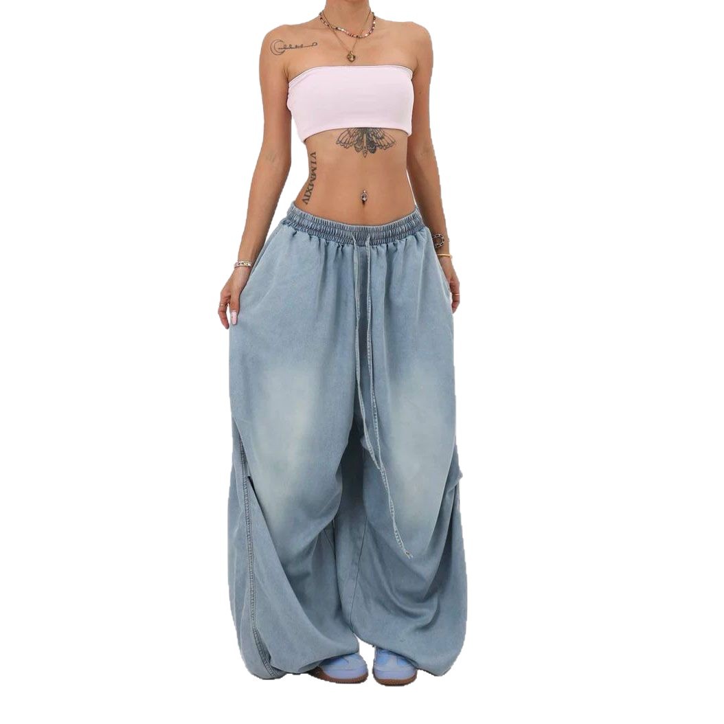 Cross-Border European And Versatile Jeans For Women 2025 American Retro High Street Wide-Leg Loose Long Pants Trendy Ins_ecoleips.com
